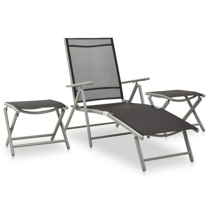 Set mobilier de grădină, 10 piese, negru și argintiu - WALTI WALTI