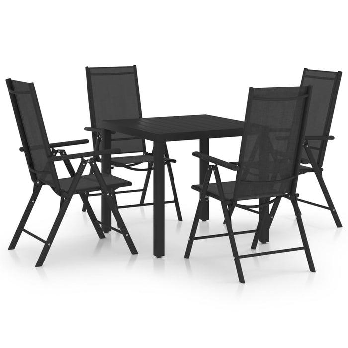 Set de masă pentru grădină, 5 piese, negru, aluminiu - WALTI WALTI