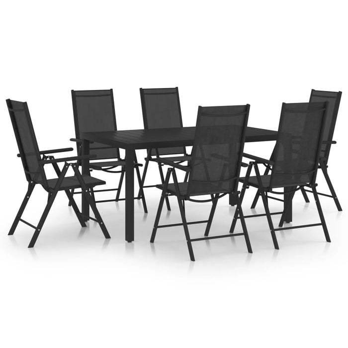 Set mobilier de grădină, 7 piese, negru, aluminiu - WALTI WALTI