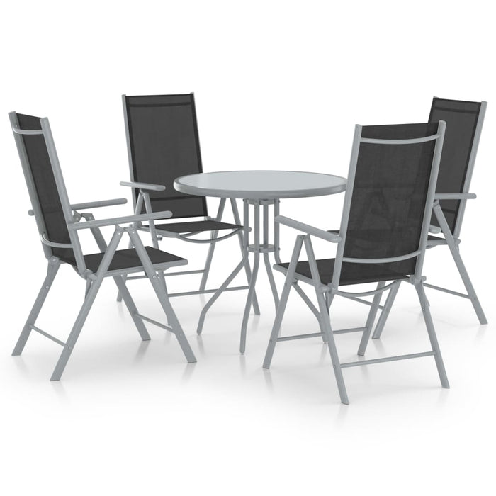 Set mobilier grădină, 5 piese, argintiu, aluminiu și textilenă - WALTI WALTI
