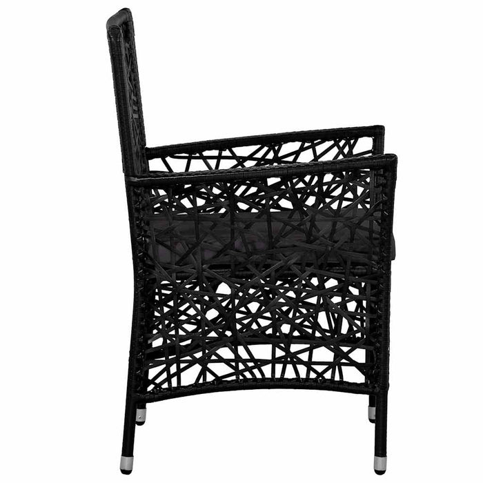 Set de masă pentru grădină cu perne, 5 piese, negru, poliratan WALTI