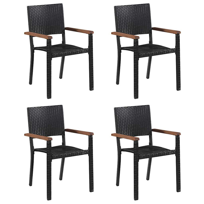 Set de masă pentru grădină, 5 piese, negru, poliratan WALTI