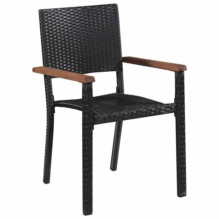 Set de masă pentru grădină, 5 piese, negru, poliratan WALTI