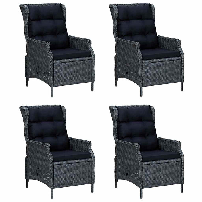Set mobilier grădină cu perne, 5 piese, gri închis, poliratan WALTI