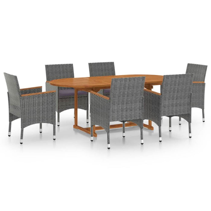 Set mobilier de grădină, 7 piese, gri, poliratan - WALTI WALTI