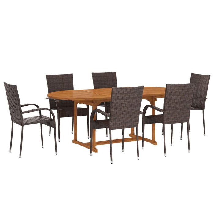Set mobilier de grădină, 7 piese, maro, poliratan - WALTI WALTI