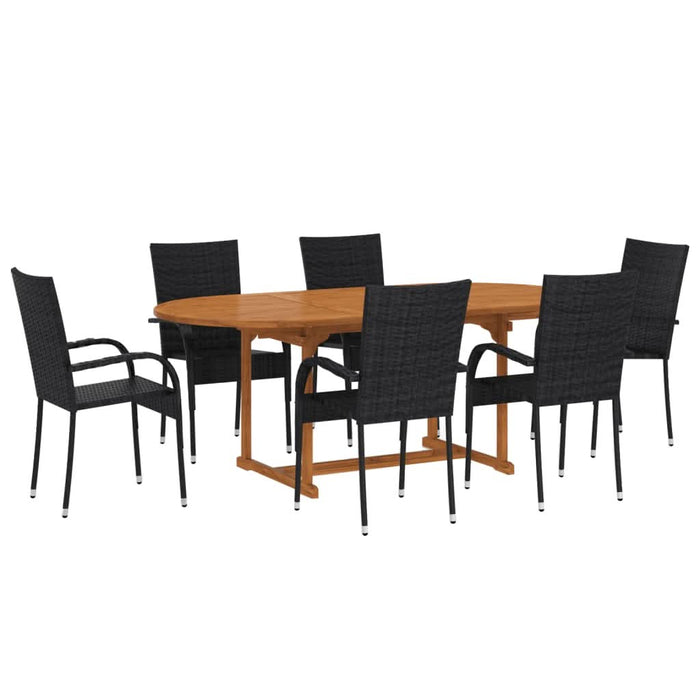 Set mobilier de grădină, 7 piese, negru, poliratan - WALTI WALTI