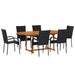 Set mobilier de grădină, 7 piese, negru, poliratan - WALTI WALTI