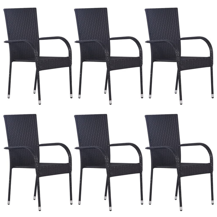 Set mobilier de grădină, 7 piese, negru, poliratan - WALTI WALTI