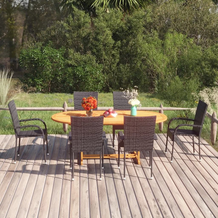 Set mobilier de grădină, 7 piese, negru, poliratan - WALTI WALTI