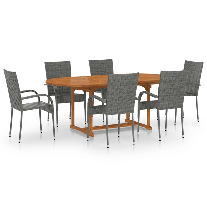 Set mobilier de grădină, 7 piese, gri, poliratan - WALTI WALTI