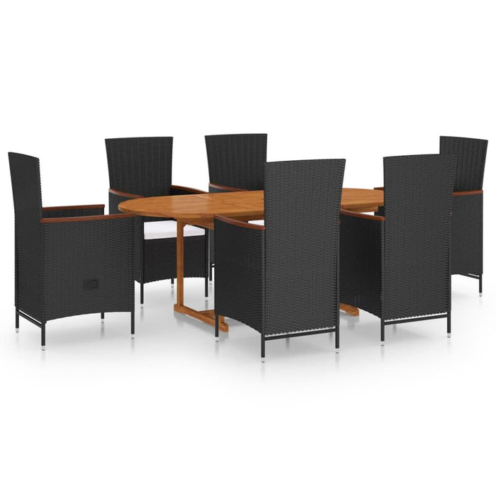 Set mobilier de grădină, 7 piese, negru, poliratan - WALTI WALTI