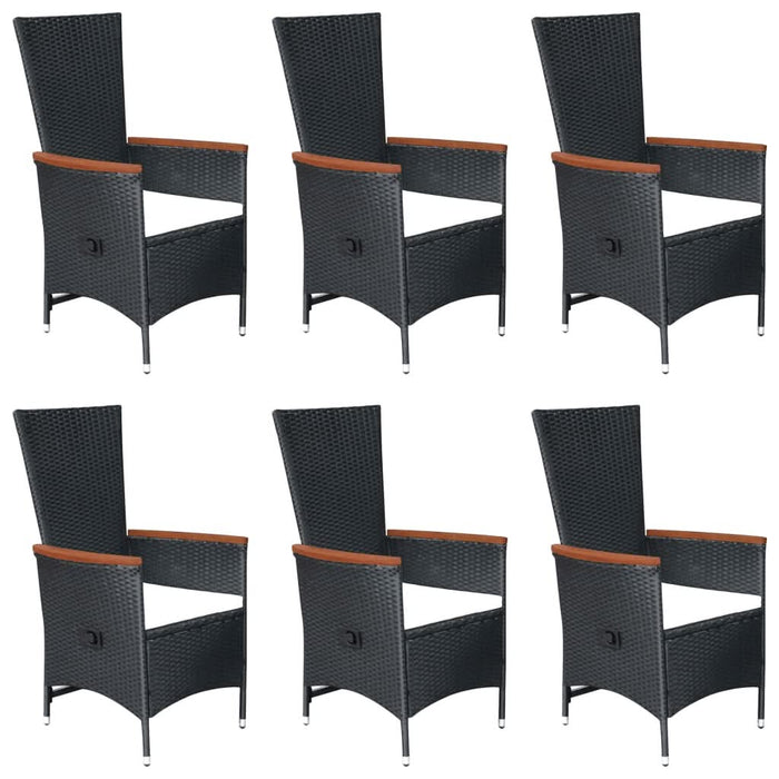 Set mobilier de grădină, 7 piese, negru, poliratan - WALTI WALTI