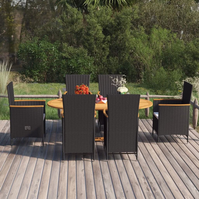Set mobilier de grădină, 7 piese, negru, poliratan - WALTI WALTI