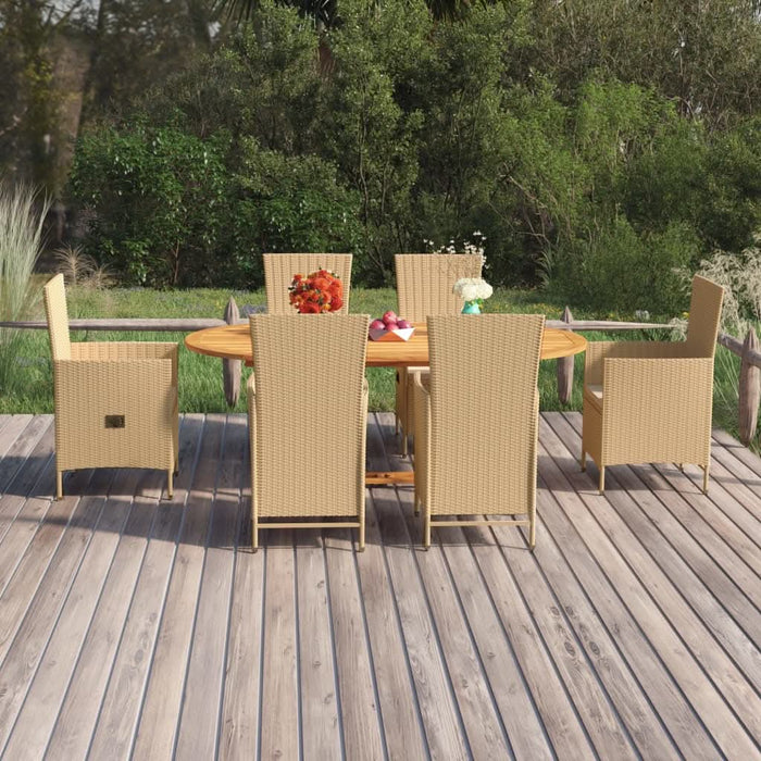 Set mobilier de grădină, 7 piese, bej, poliratan - WALTI WALTI