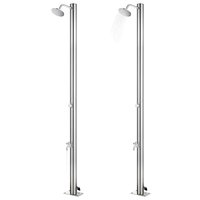 Duș de grădină cu bază gri, 220 cm, oțel inoxidabil - WALTI WALTI