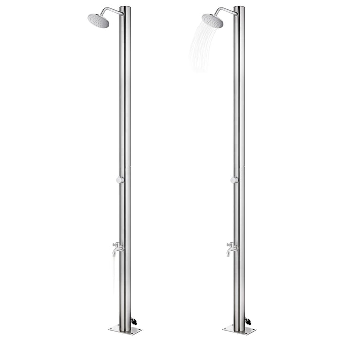 Duș de grădină cu bază gri, 220 cm, oțel inoxidabil - WALTI WALTI