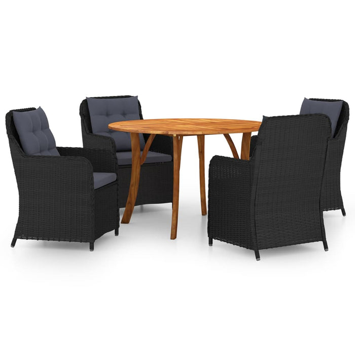Set de masă pentru grădină, 5 piese, negru WALTI