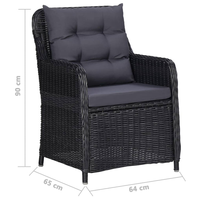 Set de masă pentru grădină, 5 piese, negru WALTI