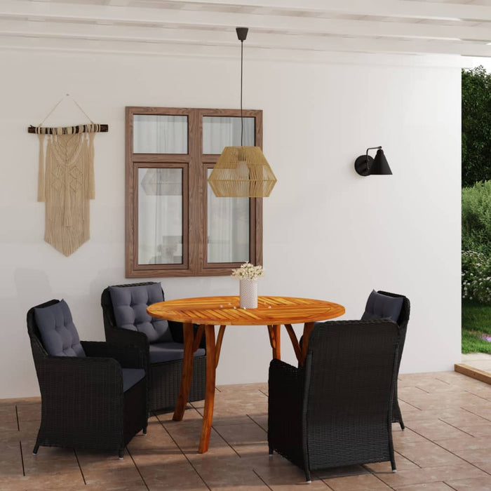 Set de masă pentru grădină, 5 piese, negru WALTI