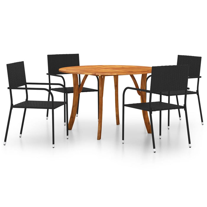 Set de masă pentru grădină, 5 piese, negru WALTI