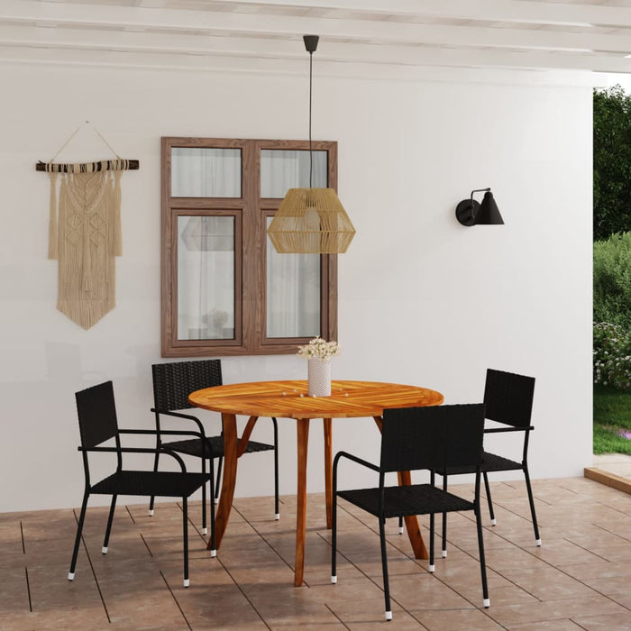 Set de masă pentru grădină, 5 piese, negru WALTI