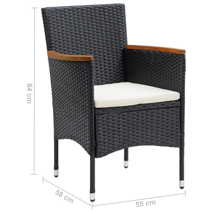 Set de masă pentru grădină, 5 piese, negru WALTI