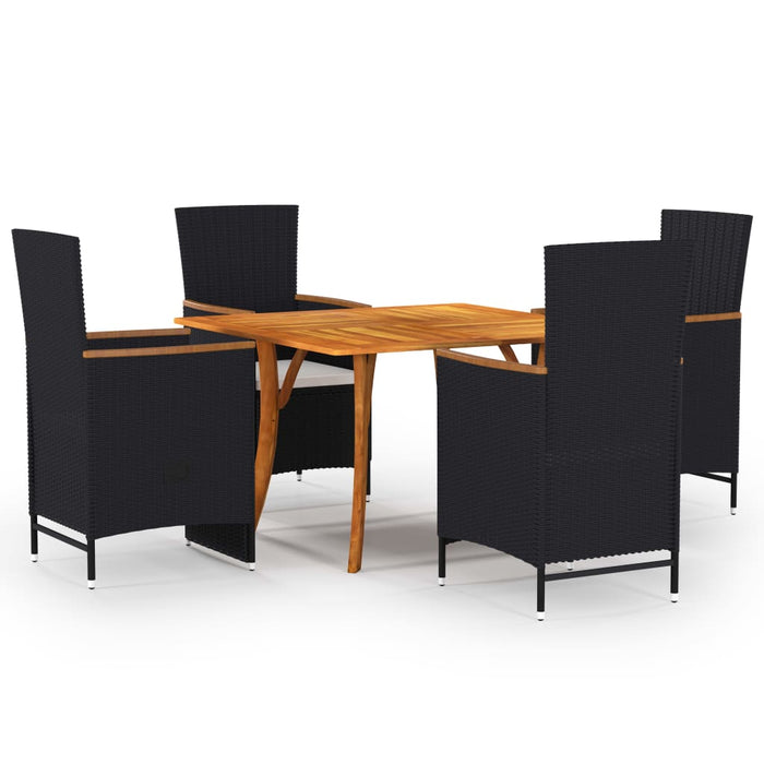 Set de masă pentru grădină, 5 piese, negru WALTI