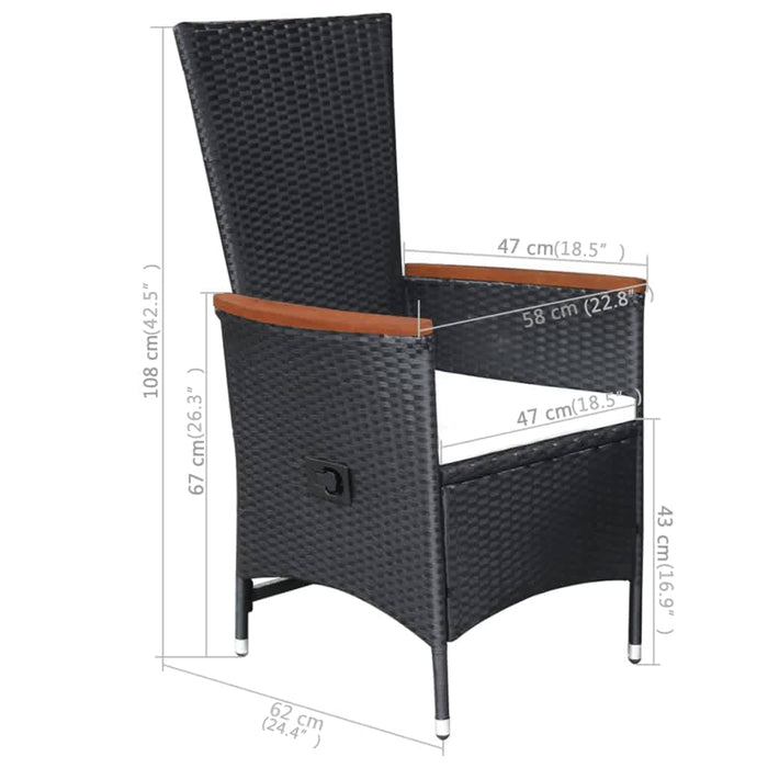 Set de masă pentru grădină, 5 piese, negru WALTI