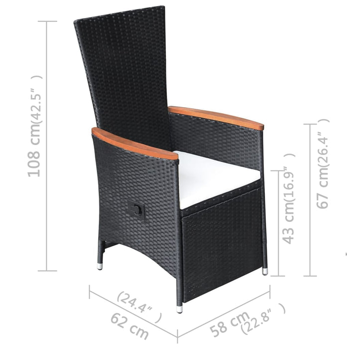 Set de masă pentru grădină, 5 piese, negru WALTI