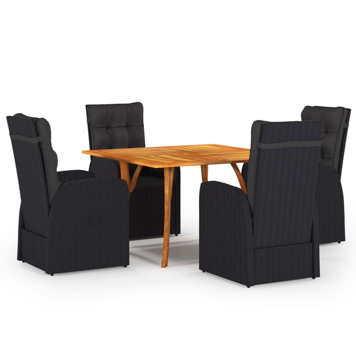 Set de masă pentru grădină, 5 piese, negru WALTI