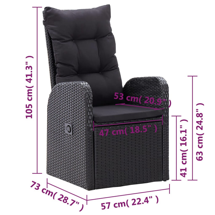 Set de masă pentru grădină, 5 piese, negru WALTI