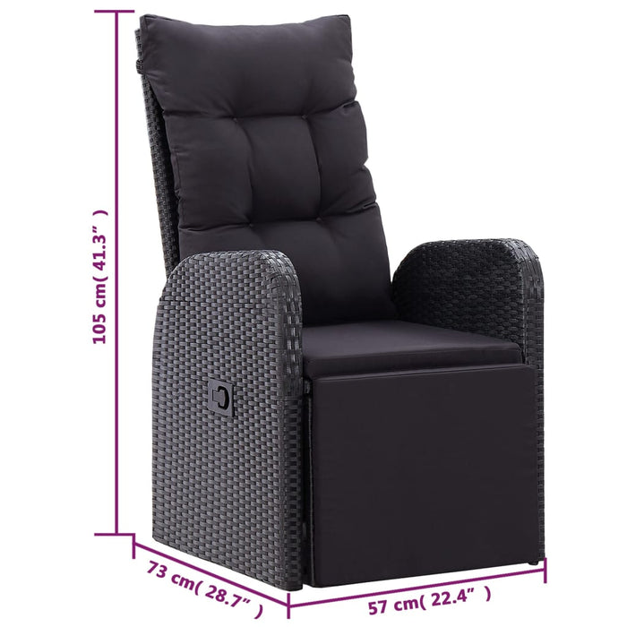 Set de masă pentru grădină, 5 piese, negru WALTI