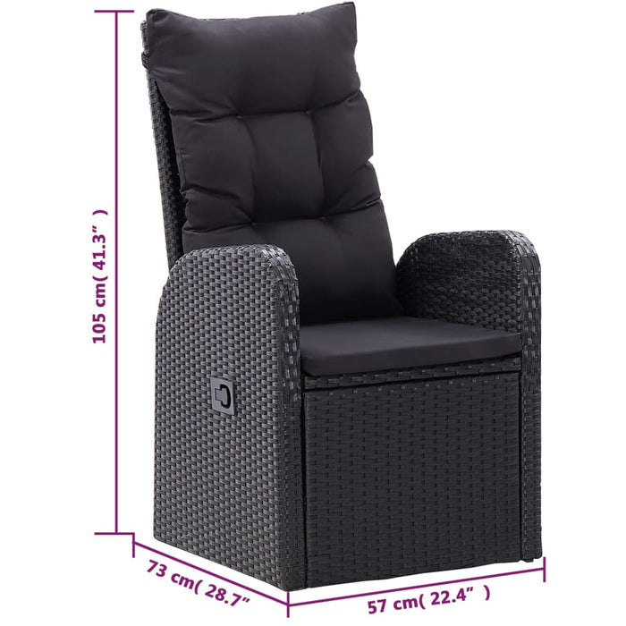 Set de masă pentru grădină, 5 piese, negru WALTI