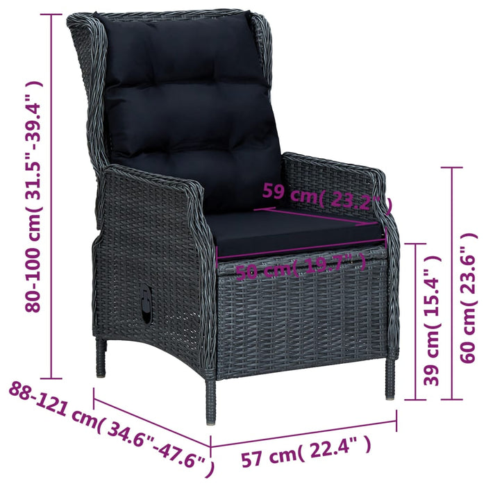 Set mobilier de grădină, 5 piese, gri închis WALTI