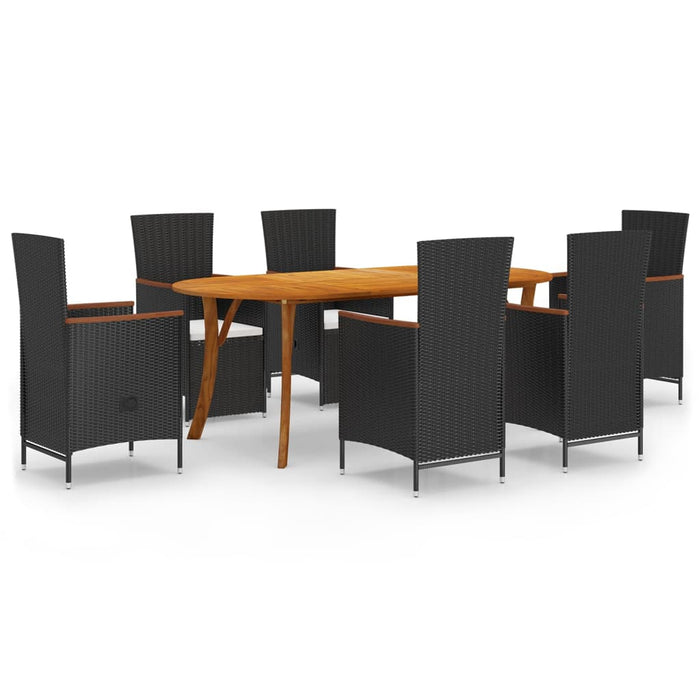 Set de masă pentru grădină, 7 piese, negru WALTI