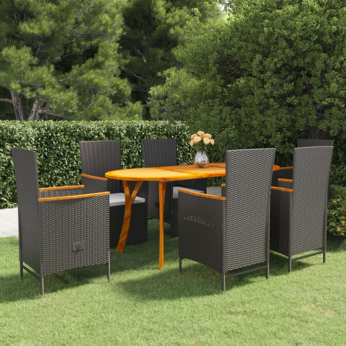Set de masă pentru grădină, 7 piese, negru WALTI
