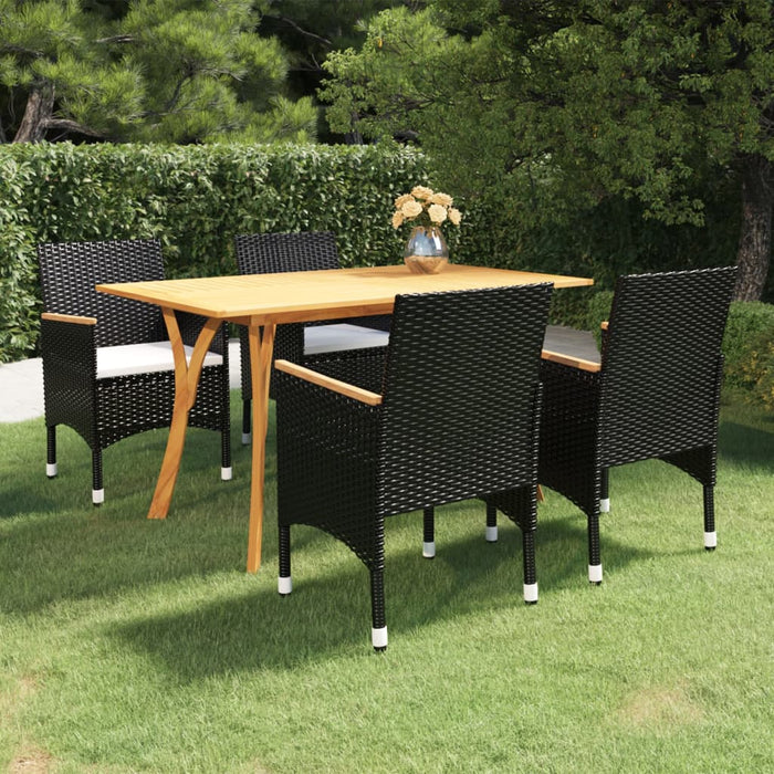 Set de masă pentru grădină, 5 piese, negru WALTI