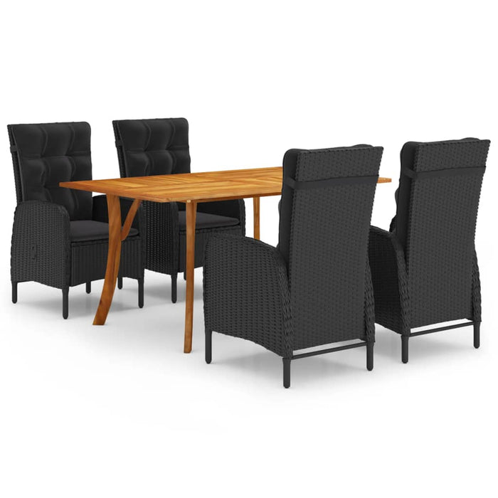 Set de masă pentru grădină, 5 piese, negru WALTI