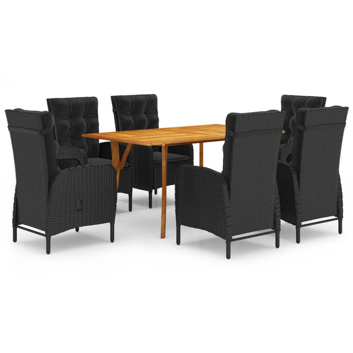 Set de masă pentru grădină, 7 piese, negru - WALTI WALTI