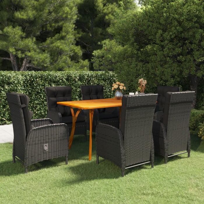 Set de masă pentru grădină, 7 piese, negru - WALTI WALTI