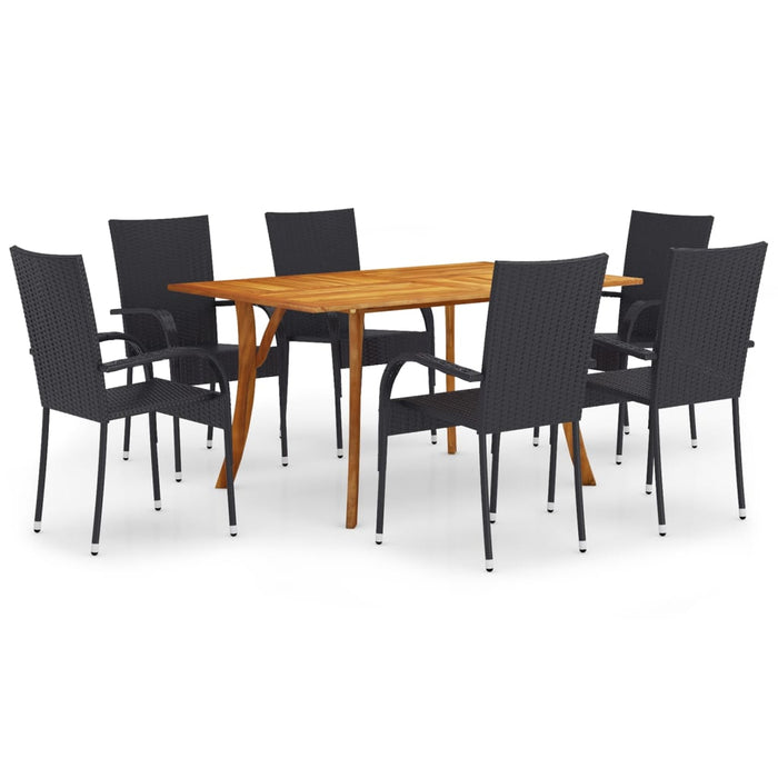 Set de masă pentru grădină, 7 piese, negru WALTI