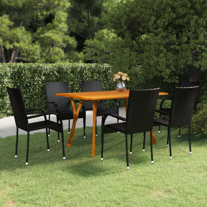 Set de masă pentru grădină, 7 piese, negru WALTI