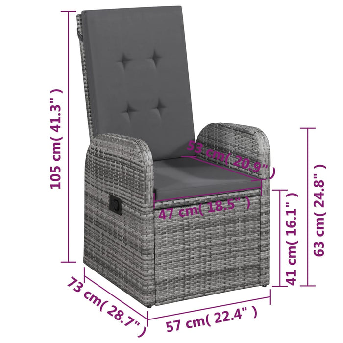 Set de masă pentru grădină, 5 piese, gri WALTI