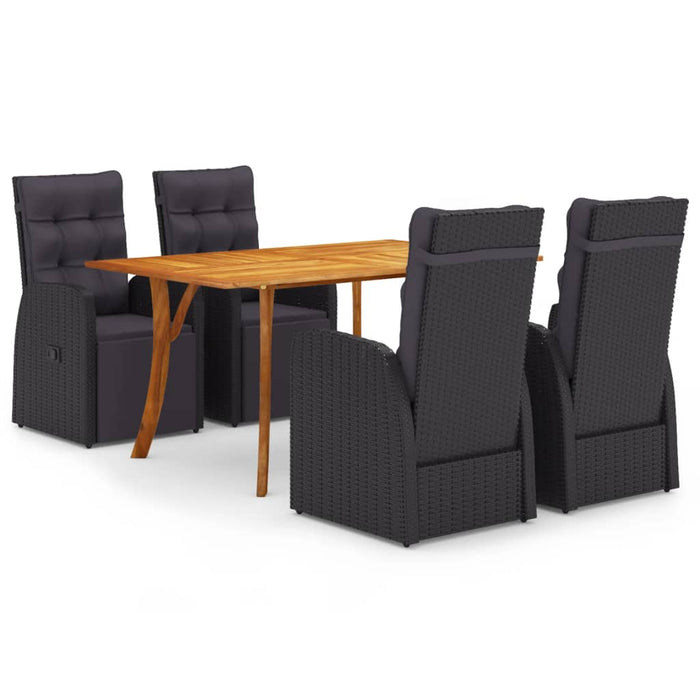 Set de masă pentru grădină, 5 piese, negru WALTI