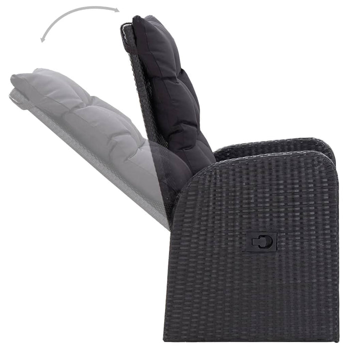 Set de masă pentru grădină, 5 piese, negru WALTI