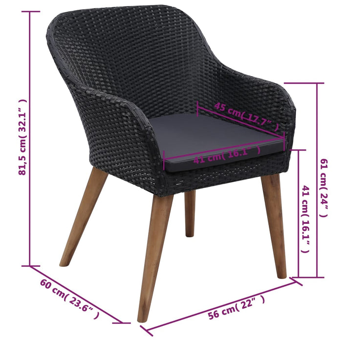 Set mobilier de grădină, 5 piese, negru WALTI