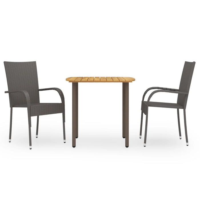 Set mobilier de grădină, 3 piese, maro, poliratan WALTI