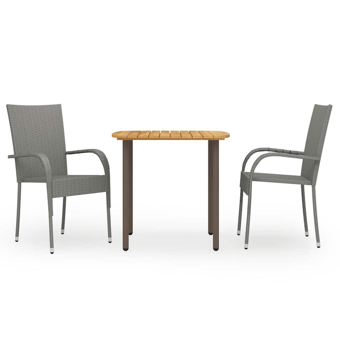 Set mobilier de grădină, 3 piese, gri, poliratan - WALTI WALTI