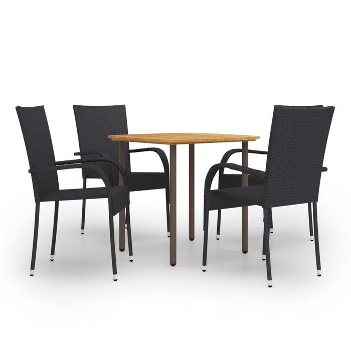 Set mobilier de grădină, 5 piese, negru, poliratan - WALTI WALTI
